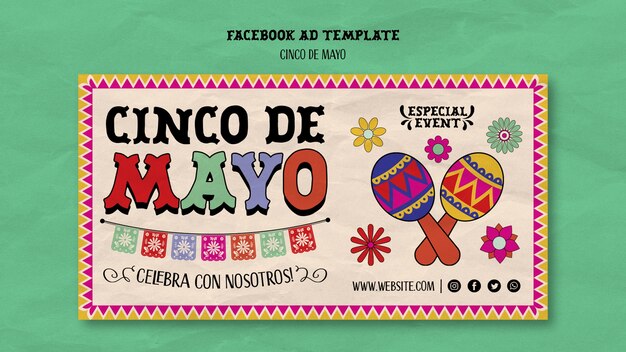 Płaska konstrukcja szablonu cinco de mayo