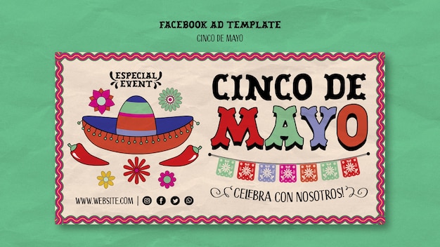 Płaska konstrukcja szablonu cinco de mayo