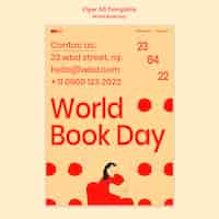 Bezpłatny plik PSD płaska konstrukcja szablonu plakatu światowego dnia książki