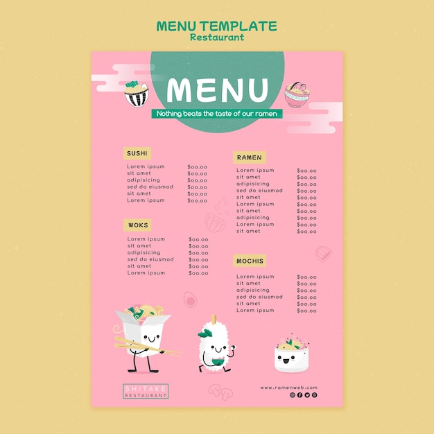 Płaska konstrukcja szablonu restauracji
