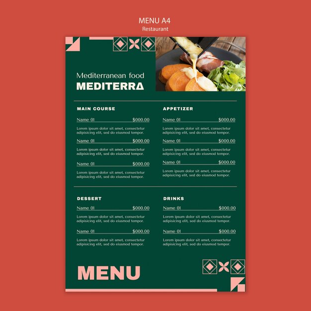 Płaska konstrukcja szablonu restauracji