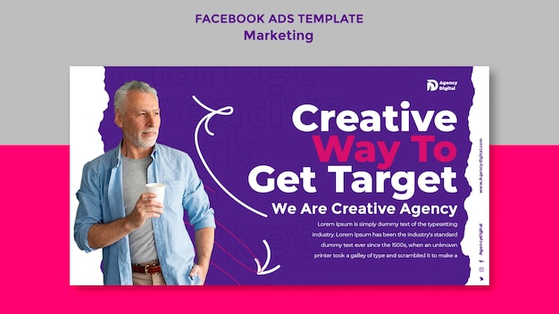 Bezpłatny plik PSD płaska konstrukcja szablonu strategii marketingowej facebook