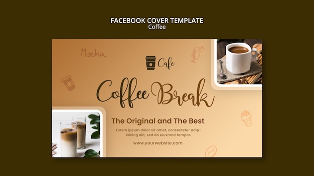 Płaska Okładka Na Facebooku Z Etykietą Kawy