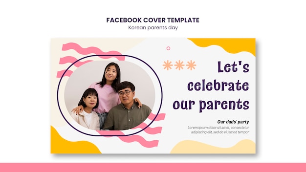 Bezpłatny plik PSD płaska okładka na facebooku z okazji dnia koreańskich rodziców