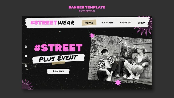 Bezpłatny plik PSD płaska strona docelowa kolekcji streetwear