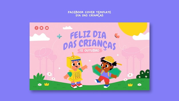 Bezpłatny plik PSD płaski dzień dziecka w szablonie brazylii