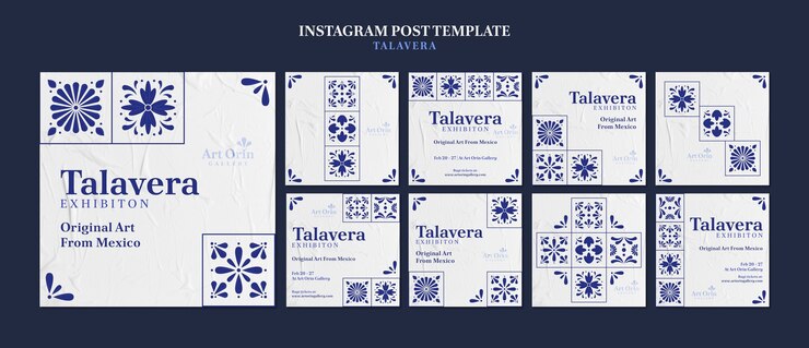 Bezpłatny plik PSD płaski projekt talavera wydarzenie posty na instagramie
