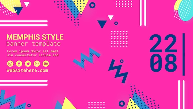 Płaski różowy transparent w stylu Memphis