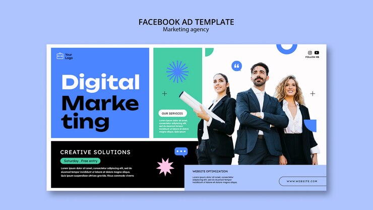 Bezpłatny plik PSD płaski szablon agencji marketingowej facebook