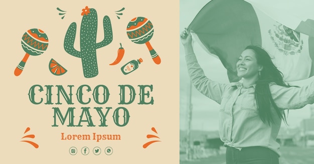 Płaski szablon banera cinco de mayo