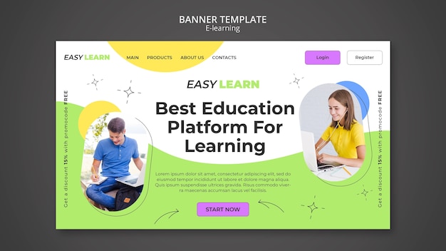Płaski Szablon Banera E-learningowego