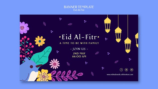 Płaski szablon banera eid al fitr