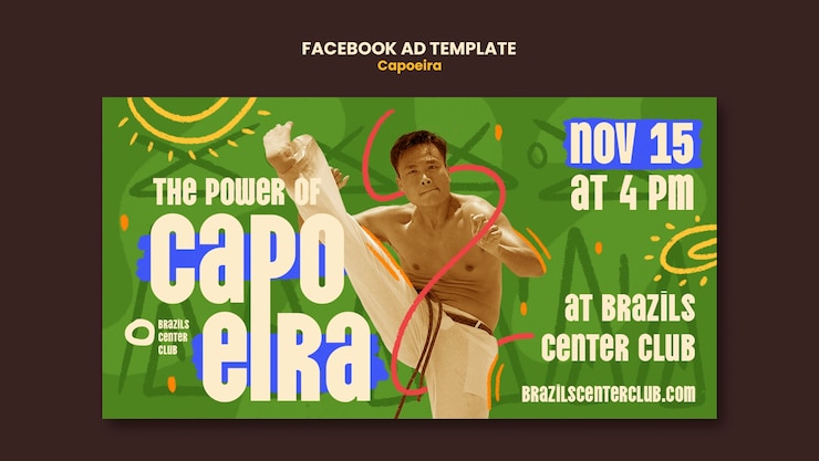 Bezpłatny plik PSD płaski szablon capoeira na facebooku
