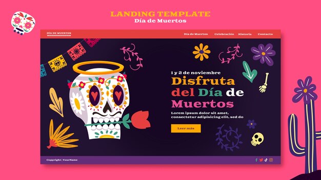 Płaski szablon dia de muertos