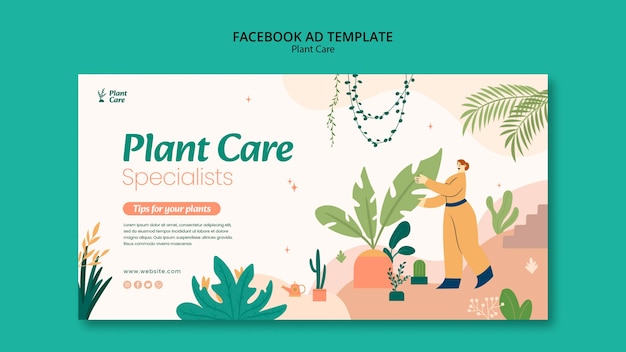 Płaski szablon facebook do pielęgnacji roślin