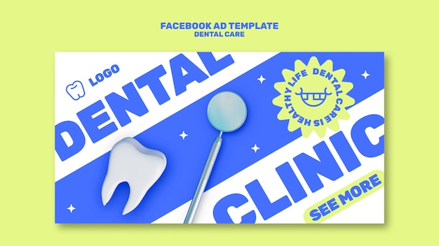 Bezpłatny plik PSD płaski szablon facebook opieki stomatologicznej