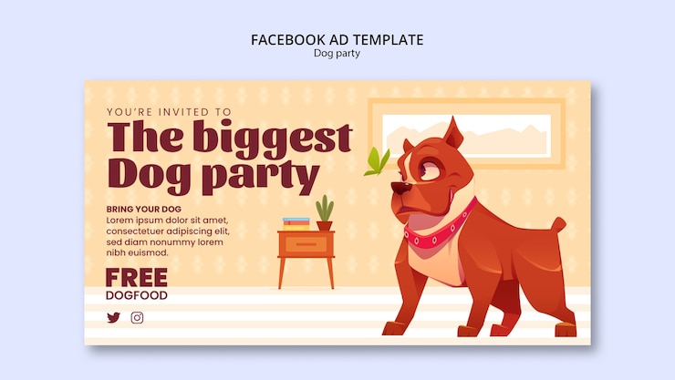 Bezpłatny plik PSD płaski szablon facebook strony psa