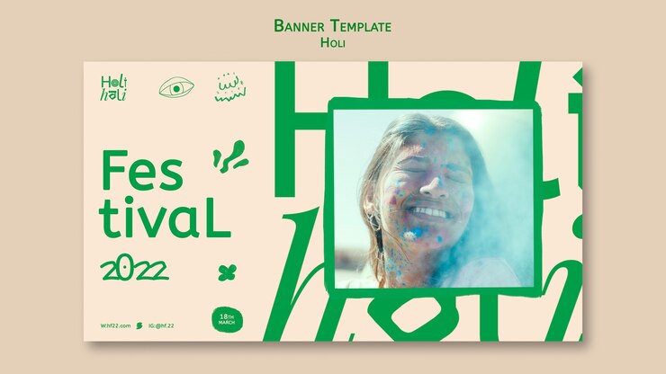 Bezpłatny plik PSD płaski szablon festiwalu holi