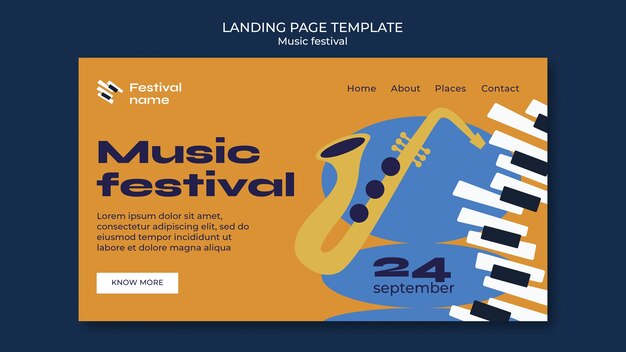 Płaski szablon festiwalu muzycznego
