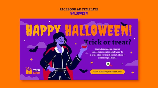 Bezpłatny plik PSD płaski szablon halloween