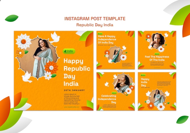 Bezpłatny plik PSD płaski szablon indyjskiego dnia niepodległości