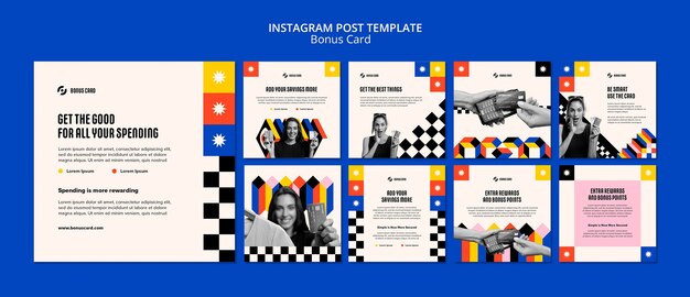 Płaski szablon karty bonusowej na instagramie