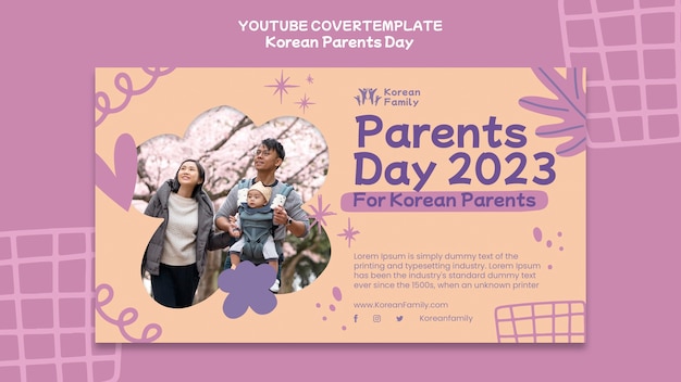 Bezpłatny plik PSD płaski szablon koreański dzień rodziców