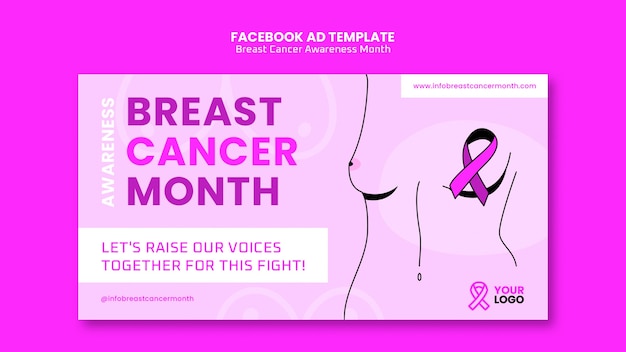 Bezpłatny plik PSD płaski szablon miesiąca świadomości raka piersi