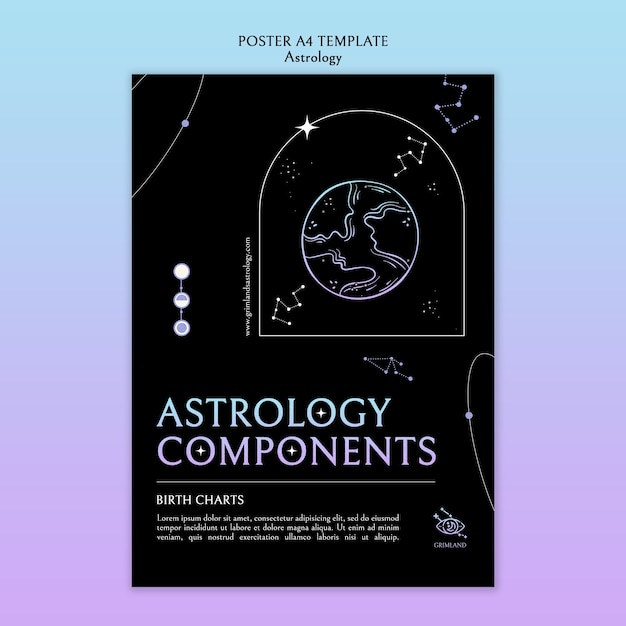 Bezpłatny plik PSD płaski szablon plakatu astrologii