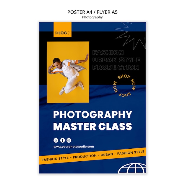 Płaski szablon plakatu fotograficznego