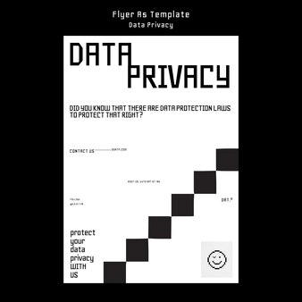 Płaski szablon plakatu prywatności danych