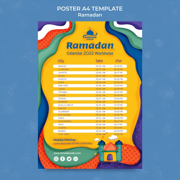 Płaski Szablon Plakatu Ramadan