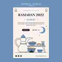 Bezpłatny plik PSD płaski szablon plakatu ramadan