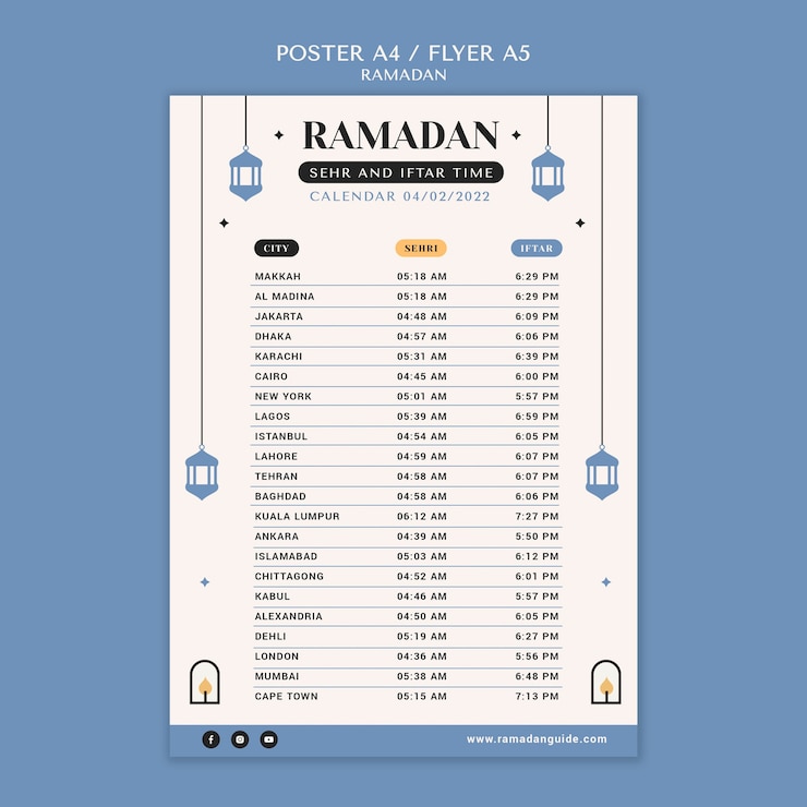 Bezpłatny plik PSD płaski szablon plakatu ramadan