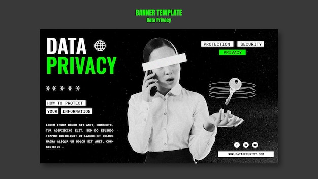 Bezpłatny plik PSD płaski szablon prywatności danych