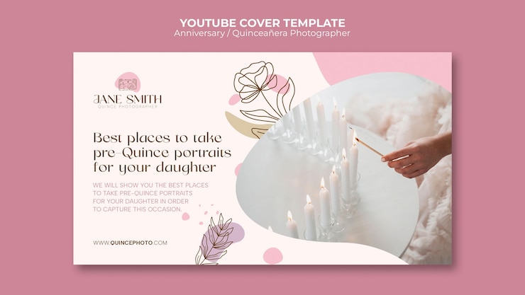 Bezpłatny plik PSD płaski szablon quinceanera youtube