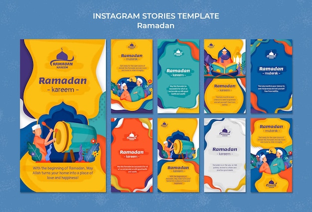 Płaski szablon ramadan instagram historie