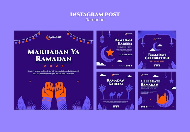 Bezpłatny plik PSD płaski szablon ramadan