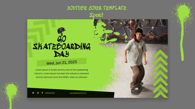 Bezpłatny plik PSD płaski szablon skateboardingu