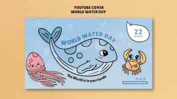 Bezpłatny plik PSD płaski szablon światowego dnia wody