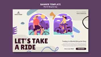 Bezpłatny plik PSD płaski szablon transparentu światowego dnia rowerowego