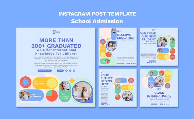 Płaskie Posty Na Instagramie Dotyczące Przyjęcia Do Szkoły