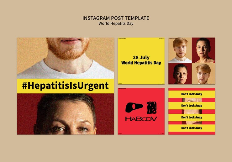 Bezpłatny plik PSD płaskie posty na instagramie światowego dnia zapalenia wątroby