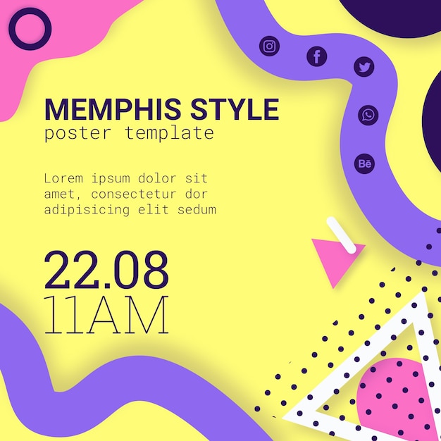 Płaskie żółte Tło Stylu Memphis