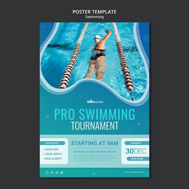 Pływanie plakat szablon ze zdjęciem
