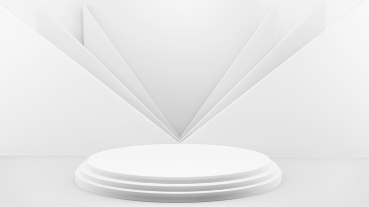 Bezpłatny plik PSD podium w abstrakcyjnej białej kompozycji do prezentacji produktu 3d render 3d illustration