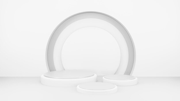Podium w abstrakcyjnej białej kompozycji do prezentacji produktu 3d render 3d illustration