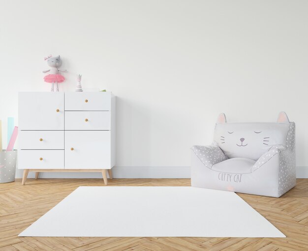 Pokój dziecięcy z białym dywanem