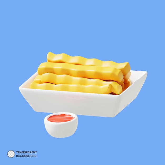 Bezpłatny plik PSD pomarszczona ikona smażonego ziemniaka na białym tle renderowania 3d ilustracja