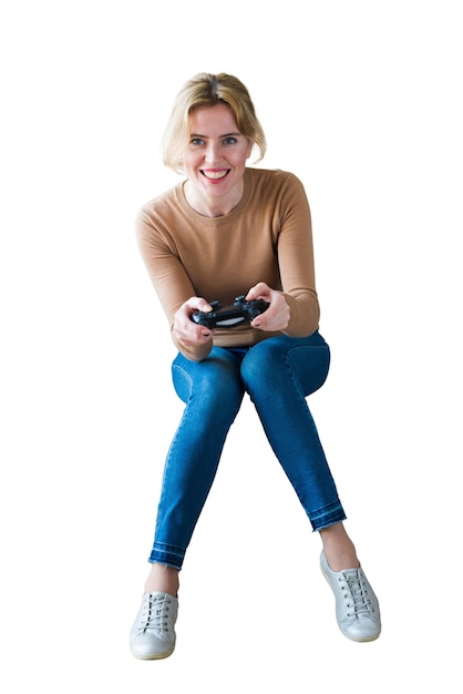 Bezpłatny plik PSD portret kobiety grającej w gry wideo